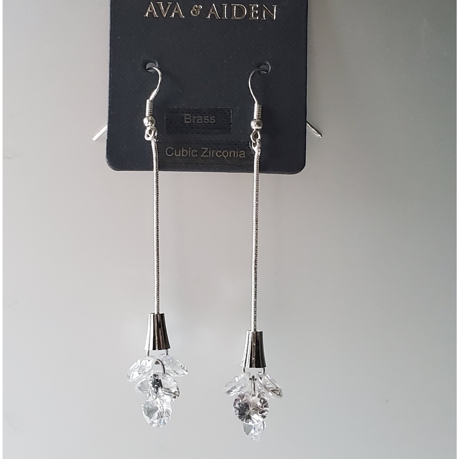 Ava & Aiden Cubic Zirconia Drop Crystal Silver Tone Earrings